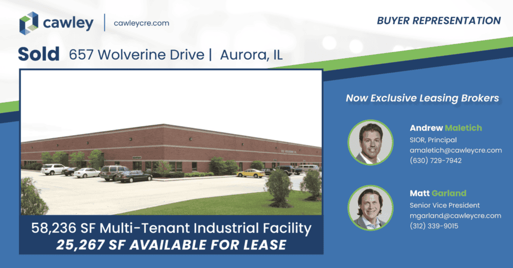 Industrial facility for lease at 657 Wolverine Drive in Aurora, IL.